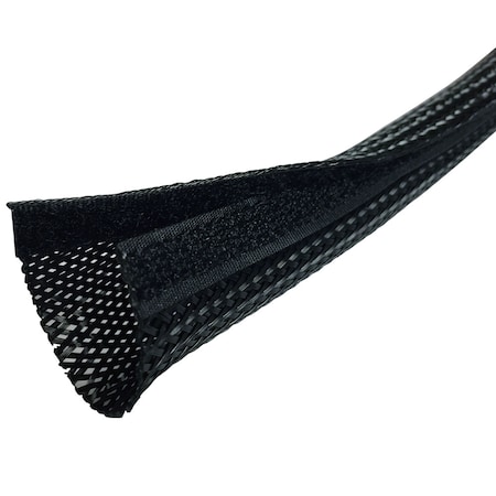 Side Entry Cable Wrap W/ Hook And Loop- 1.25 X 100ft- Black